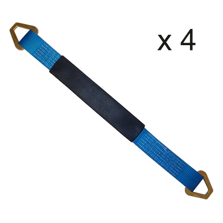 Tie 4 Safe 2" x 21" Axle Straps w/ Sleeve & D Rings, WLL: 3, 333 lbs., PK4 RT41A-21M18-BU-C-4